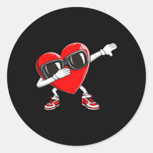 Dabbing Heart Funny Mens Kids Boys Valentines Day  Classic Round Sticker