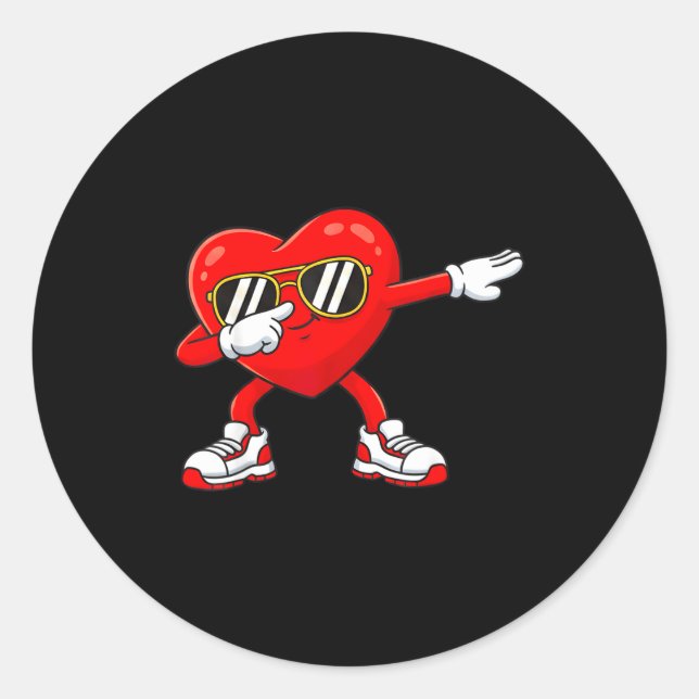 Dabbing Heart Funny Toddler Girls Kids Boys Valent Classic Round Sticker (Front)