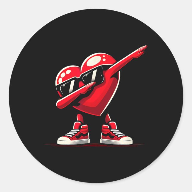 Dabbing Heart Funny Valentine Design Perfect For F Classic Round Sticker (Front)
