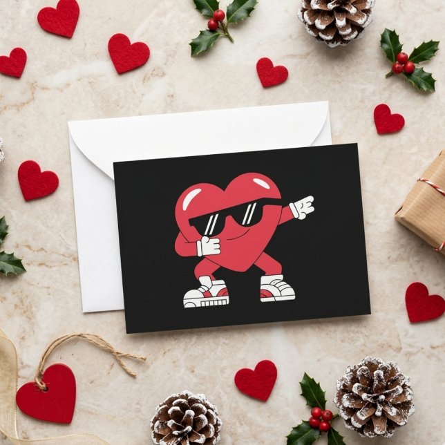 Dabbing Heart Funny Valentine Love Design Card (Creator Uploaded)