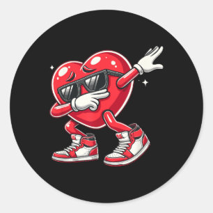 Dabbing Heart Funny Valentines Day _ Mens Kids Boy Classic Round Sticker