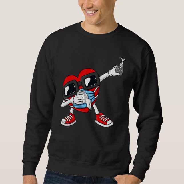 Dabbing Heart In A Mask  Valentines Day Dab Sweatshirt (Front)