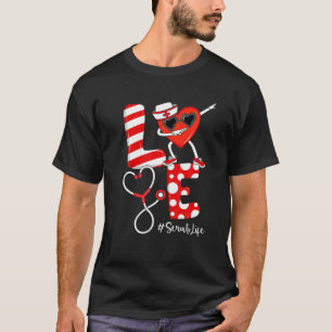 Dabbing Heart Scrub Life Stethoscope Nurse Valenti T-Shirt