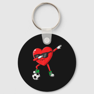 Dabbing Heart Soccer Valentines Day Funny Dab Sung Key Ring