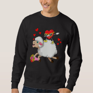 Dabbing Heart Sunglasses Riding Sheep Farmer Valen Sweatshirt