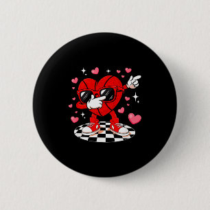 Dabbing heart sunglasses valentine basketball 6 cm round badge
