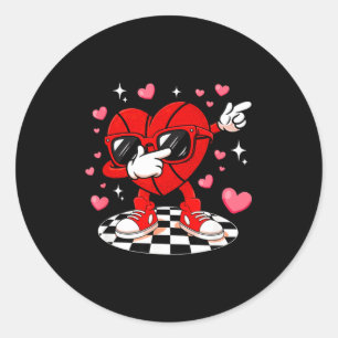 Dabbing heart sunglasses valentine basketball classic round sticker