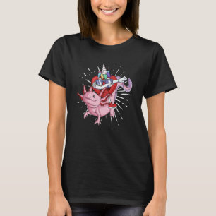 Dabbing Heart Unicorn horn Riding Axolotl Valentin T-Shirt