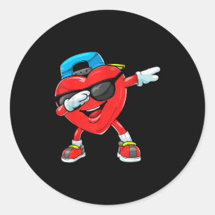 Dabbing Heart Valentines Day Dab Dance Boys Girl V Classic Round Sticker