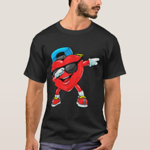 Dabbing Heart Valentines Day Dab Dance Boys Girl V T-Shirt