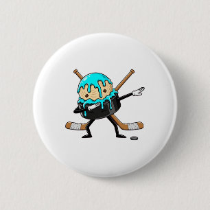 Dabbing Hockey Puck Drip Ice Cream Kids Youth Boys 6 Cm Round Badge