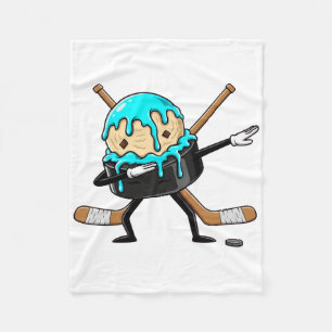 Dabbing Hockey Puck Drip Ice Cream Kids Youth Boys Fleece Blanket