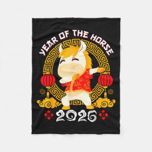 Dabbing Horse Chinese New Year Of The Horse2026  Fleece Blanket