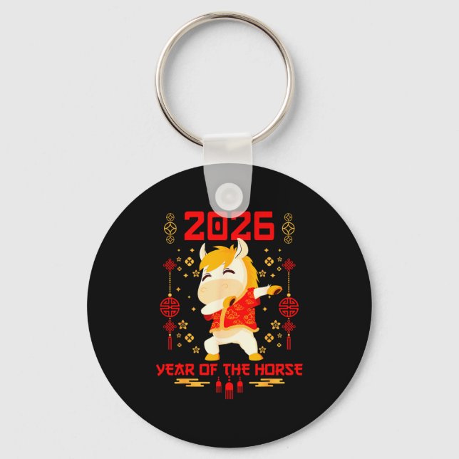 Dabbing Horse Chinese New Year Of The Horse2026  Key Ring (Front)