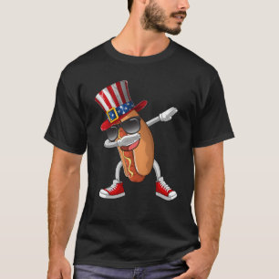 Dabbing Hot Dog 4th of July Merica USA T-Shirt