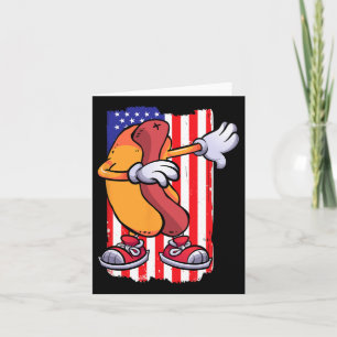 Dabbing Hot Dog Dancing Food Lover Flag 4th July T Card