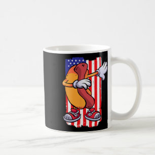 Dabbing Hot Dog Dancing Food Lover Flag 4th July T Coffee Mug