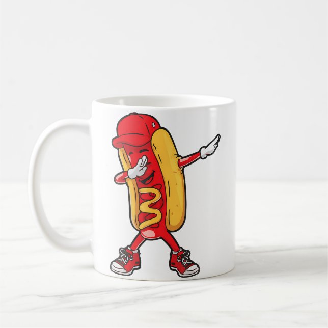 Dabbing Hot Dog Doing Hip Hop Dab Dance Funny Coffee Mug (Left)
