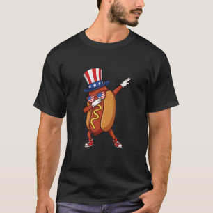Dabbing Hot Dog T Shirt 4th Of July Hotdog Funny N