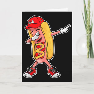 Dabbing Hot Dog T Shirt 4th Of July Hotdog Merica  Card