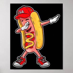 Dabbing Hot Dog T Shirt 4th Of July Hotdog Merica Poster