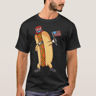 Dabbing Hotdog American Flag T-Shirt