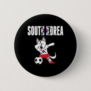 Dabbing Husky Dog South Korea Soccer Fans Jersey 6 Cm Round Badge