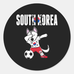 Dabbing Husky Dog South Korea Soccer Fans Jersey Classic Round Sticker