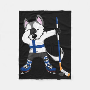 Dabbing Husky Finland Ice Hockey Lovers Jersey Win Fleece Blanket