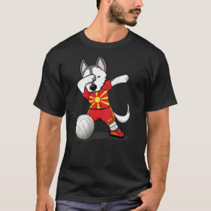 Dabbing Husky Macedonia Volleyball Fans Macedoni T-Shirt