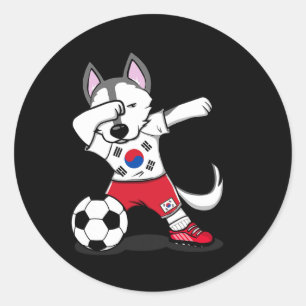 Dabbing Husky South Korea Footll Fans Korean Socce Classic Round Sticker