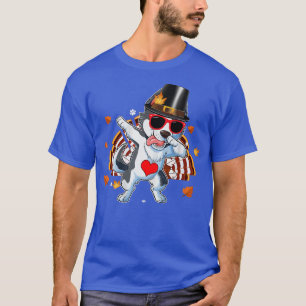 Dabbing Husky Thanksgiving Day Dog Pilgrim Boys Ki T-Shirt