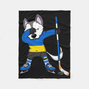 Dabbing Husky Ukraine Ice Hockey Fans Jersey Winte Fleece Blanket
