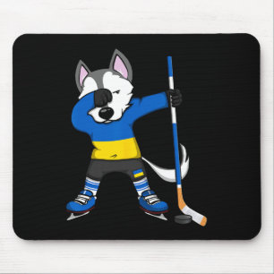 Dabbing Husky Ukraine Ice Hockey Fans Jersey Winte Mouse Pad