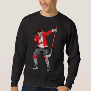 Dabbing Ice Hockey Player In Canadian Flag Canada Sweatshirt