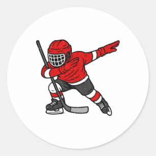 Dabbing Ice Hockey Player Sports Athlete Dab Dance Classic Round Sticker