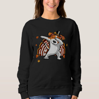 Dabbing Jack Russell Thanksgiving Day Dog Pilgrim  Sweatshirt