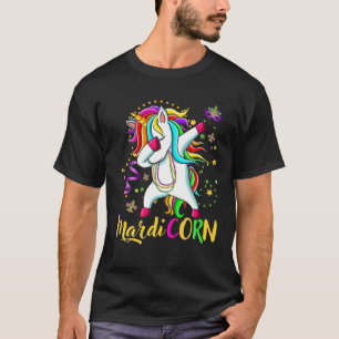 Dabbing Jester Unicorn Mardi Gras , Kids Girls T-Shirt