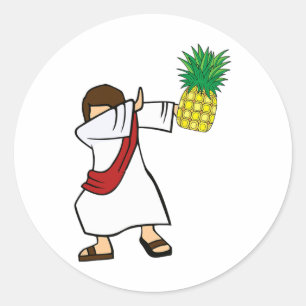Dabbing Jesus Pineapple Aloha Beaches Hawaiian Dan Classic Round Sticker