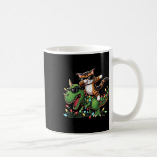 Dabbing Kitten Maine Coon On Xmas Lights Dinosaur  Coffee Mug