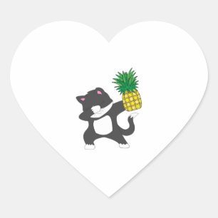 Dabbing Kitty Cat Pineapple Aloha Beach Hawaiian Heart Sticker
