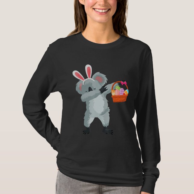 Dabbing Koala Easter Egg  Funny Easter Gif T-Shirt (Front)