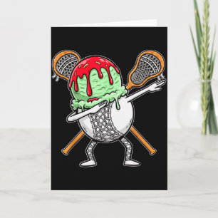 Dabbing Lacrosse Ball Drip Ice Cream Kids Youth Bo Card