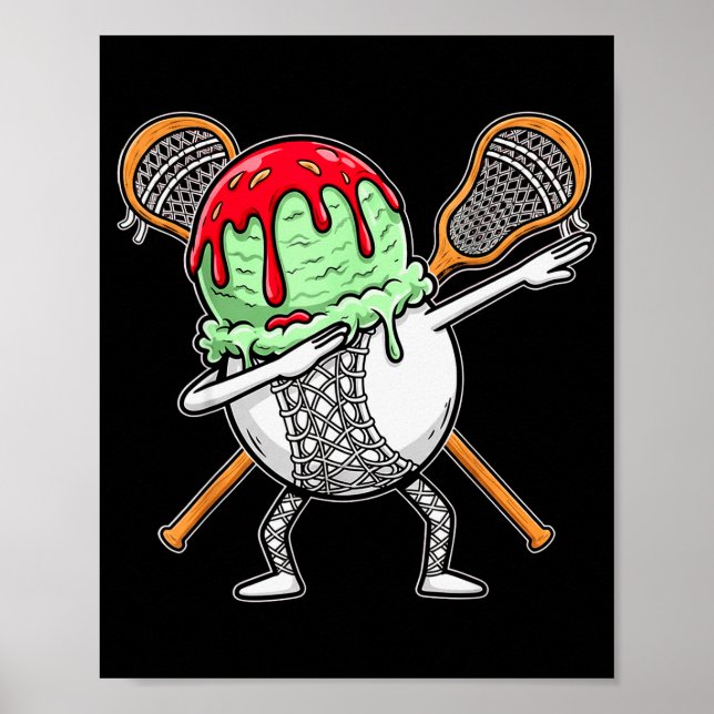 Dabbing Lacrosse Ball Drip Ice Cream Kids Youth Bo Poster (Front)