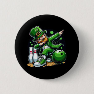 Dabbing Leprechaun Bowling Irish Bowler St Patrick 6 Cm Round Badge