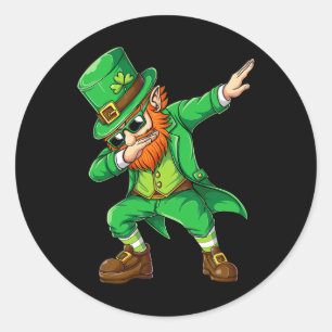 Dabbing Leprechaun Funny Gifts Men Kids Boys St Pa Classic Round Sticker