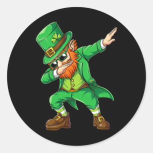 Dabbing Leprechaun Funny Gifts Men Kids Boys St Pa Classic Round Sticker