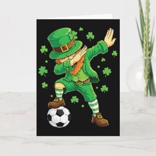 Dabbing Leprechaun Funny Soccer St Patricks Day Bo Card