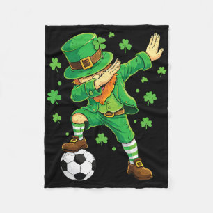 Dabbing Leprechaun Funny Soccer St Patricks Day Bo Fleece Blanket