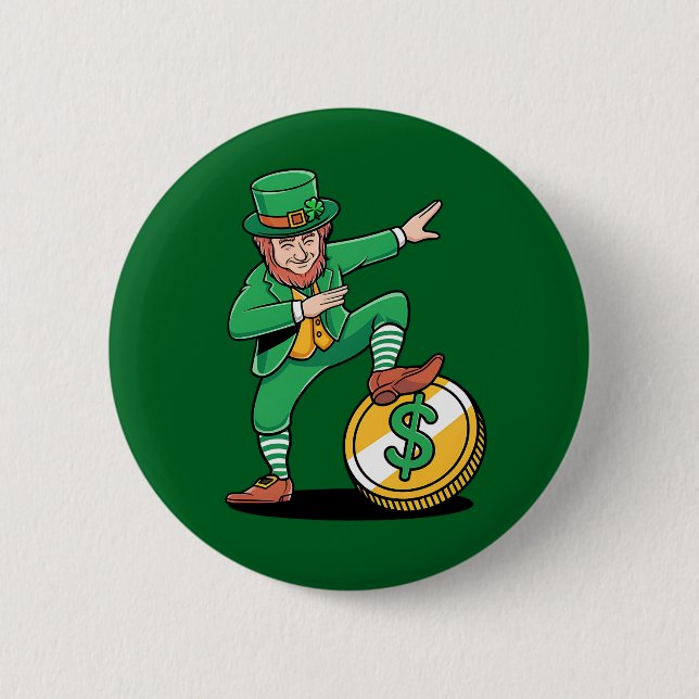 Dabbing Leprechaun Funny St Patrick's Day 6 Cm Round Badge (Front)